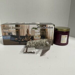 Zen-Garden Purple Candle and Rattan Incense Set